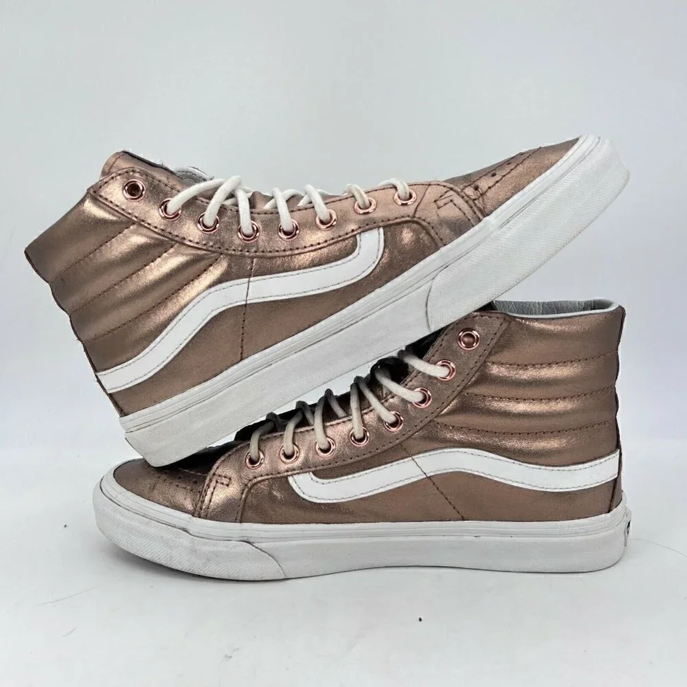 Vans Off The Wall Unisex Size 7M 8.5W Sneaker Shoes Metallic Gold 721277